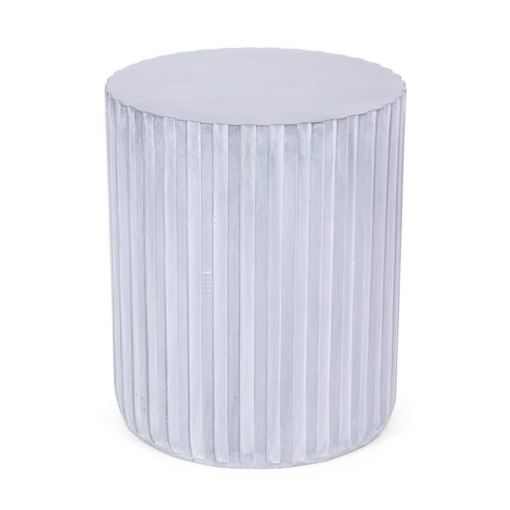 Noble House Woodrise Gray Blue Stone Outdoor Patio Side Table 108039 ... regarding