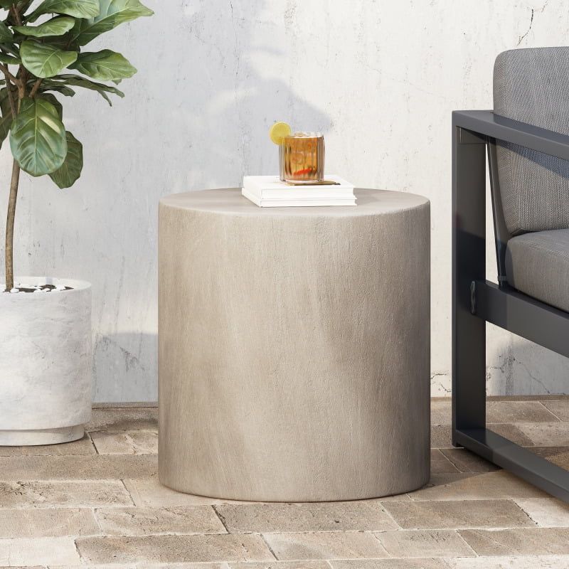 Outdoor Lightweight Concrete Side Table,Light Gray - Walmart.com within