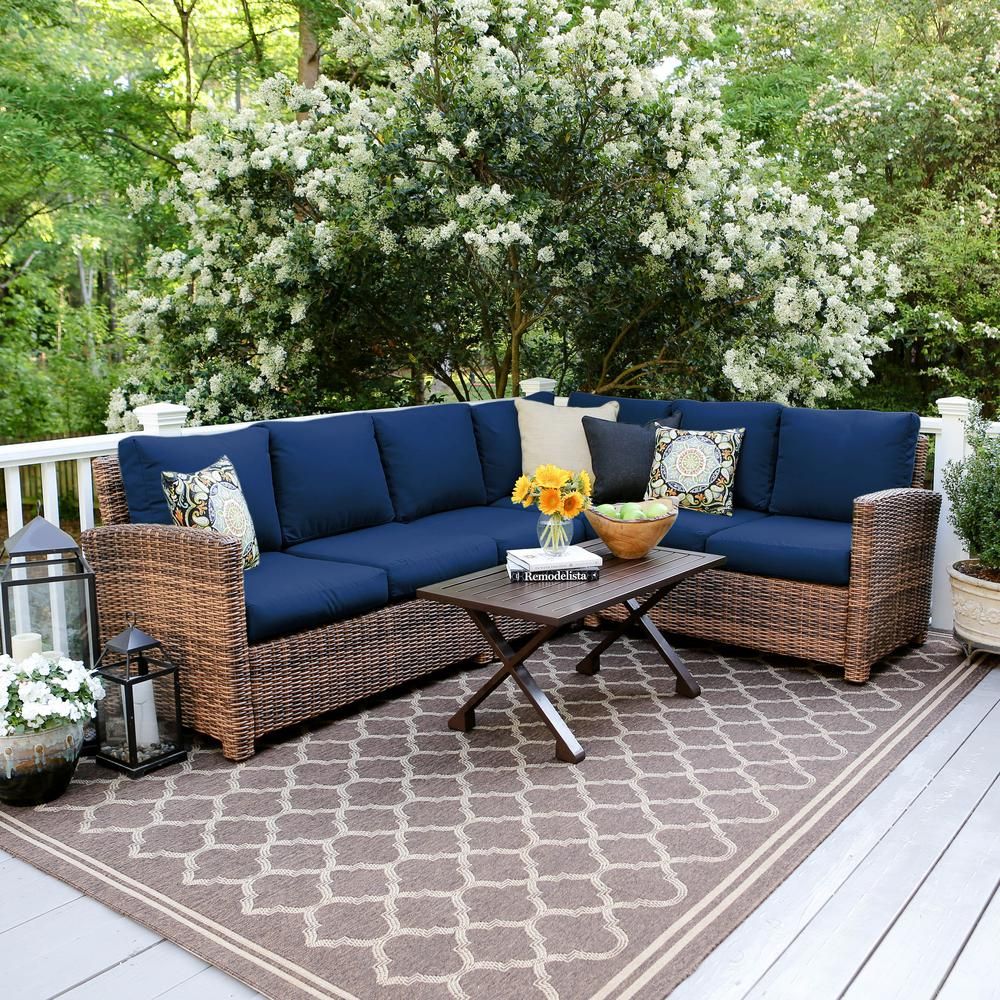 Outdoor Sectional Sofa Navy throughout