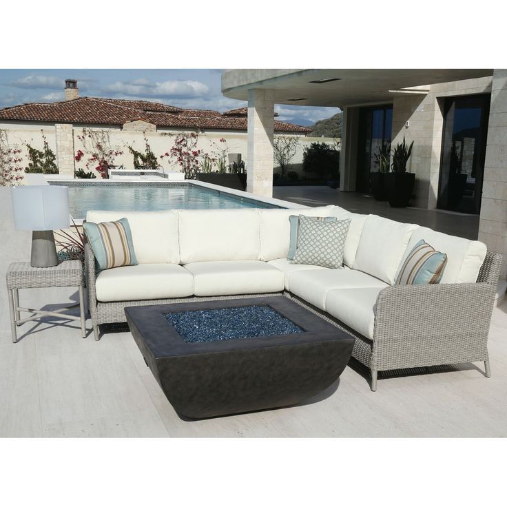 Outdoor Sunset West Manhattan Aluminum Sectional Sofa With Cushion ... in Caring for Your Sunset West Manhattan Sofa Canvas Granite Cushions
