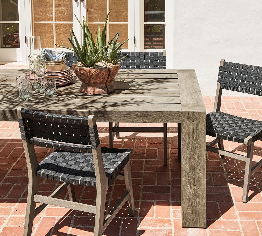 Palisades Metal Rectangular Outdoor Dining Table | Pottery Barn throughout From Our Expert What You Need to Know About the Palisades Round Outdoor End Table