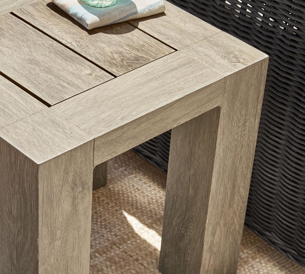 Palisades Outdoor Side Table | Pottery Barn throughout From Our Expert What You Need to Know About the Palisades Round Outdoor End Table