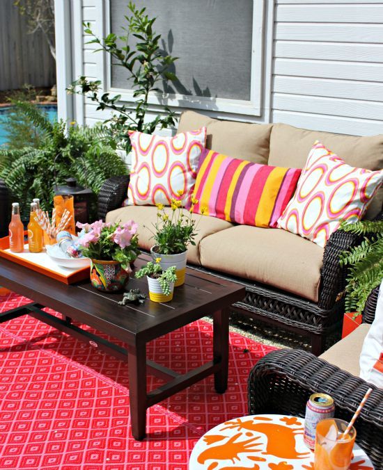 Transforming Your Patio Furniture With a Bold 20×20 Orange Geometric Pillow