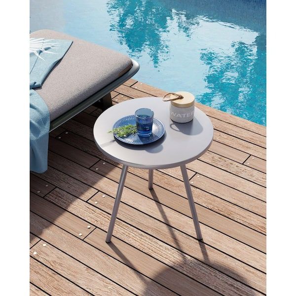 Pellebant Gray Round Anti-Rust Metal Outdoor Side Table Pb-Tb015Gry ... for Finding the Perfect Spot for Your Andrew Martin Bora Gray Metal Outdoor Side Table