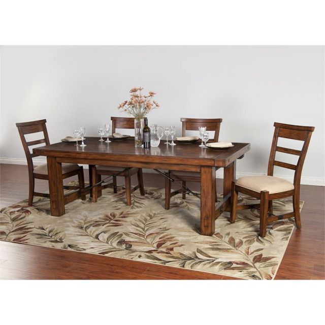 Pemberly Row 42" Traditional Wood Extension Table In Medium Brown ... within