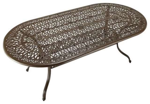 Pemberly Row Coastal Brown Aluminum Outdoor Dining Table ... for