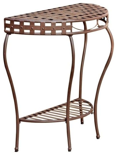 Pemberly Row Iron Patio Console Table In Matte Brown - Traditional ... with regard to A Closer Look at the Craftsmanship of Pemberly Row Patio Tables