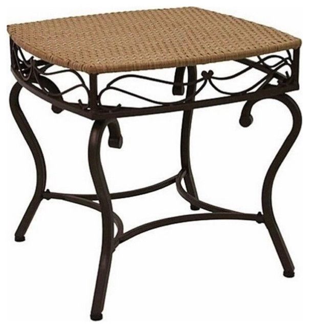 Pemberly Row Wicker Resin And Metal Patio Side Table In Pecan ... throughout A Closer Look at the Craftsmanship of Pemberly Row Patio Tables