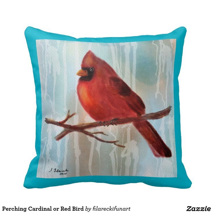 Perching Cardinal Or Red Bird Pillows | Bird Pillow, Pillows ... throughout