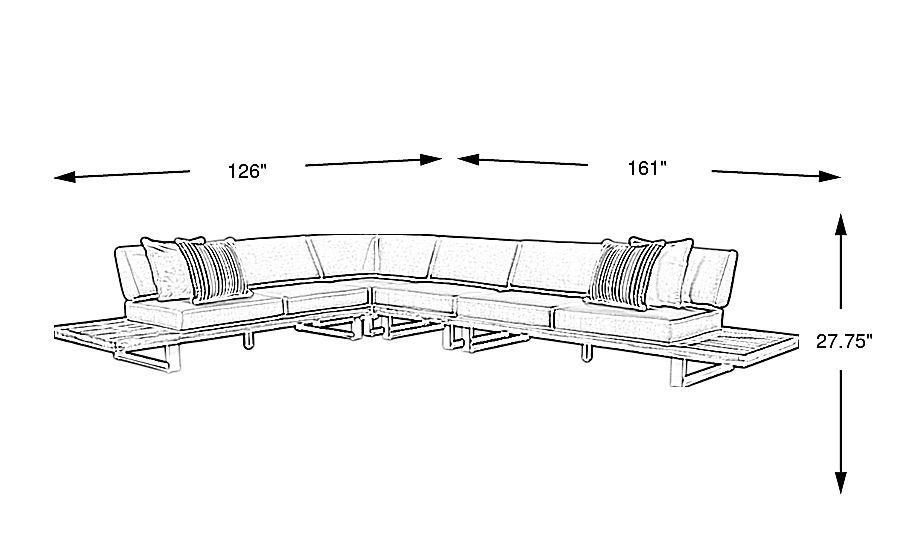 Platform Tan Light Wood Pewter Gray Teak Outdoor 4 Pc Sectional | Rooms ... regarding