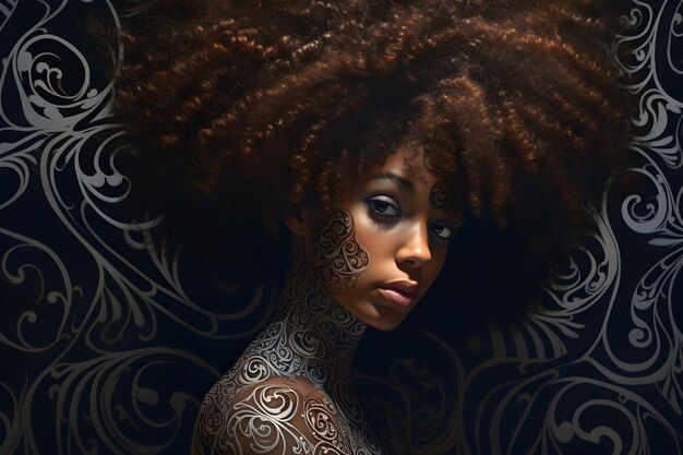 Premium Photo | Ebony Curls Intertwine Forming A Natural Masterpiece with regard to