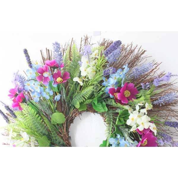 Primrue Ansuma 20-Inch Handmade Artificial Lavender Hydrangea Wreath ... in