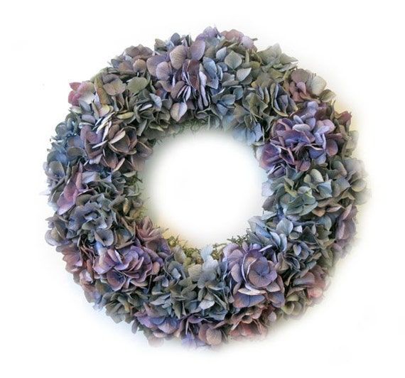 Purple Blue Hydrangea Dried Flower Wreath throughout