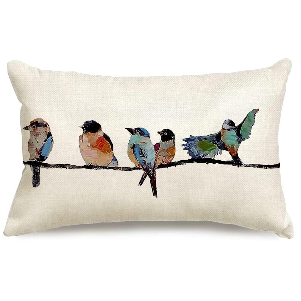 Rabusofa Watercolor Birds Pillows Decorative Throw Pillows 12X20,Blue ... within