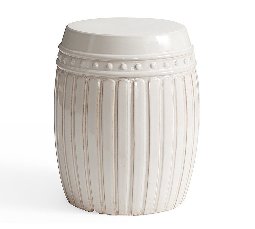 Reeded Ceramic Accent Table, White | Side Table, Outdoor Accent Table ... regarding Choosing the Perfect Glazed Ceramic Patio Accent Table for Your Patio