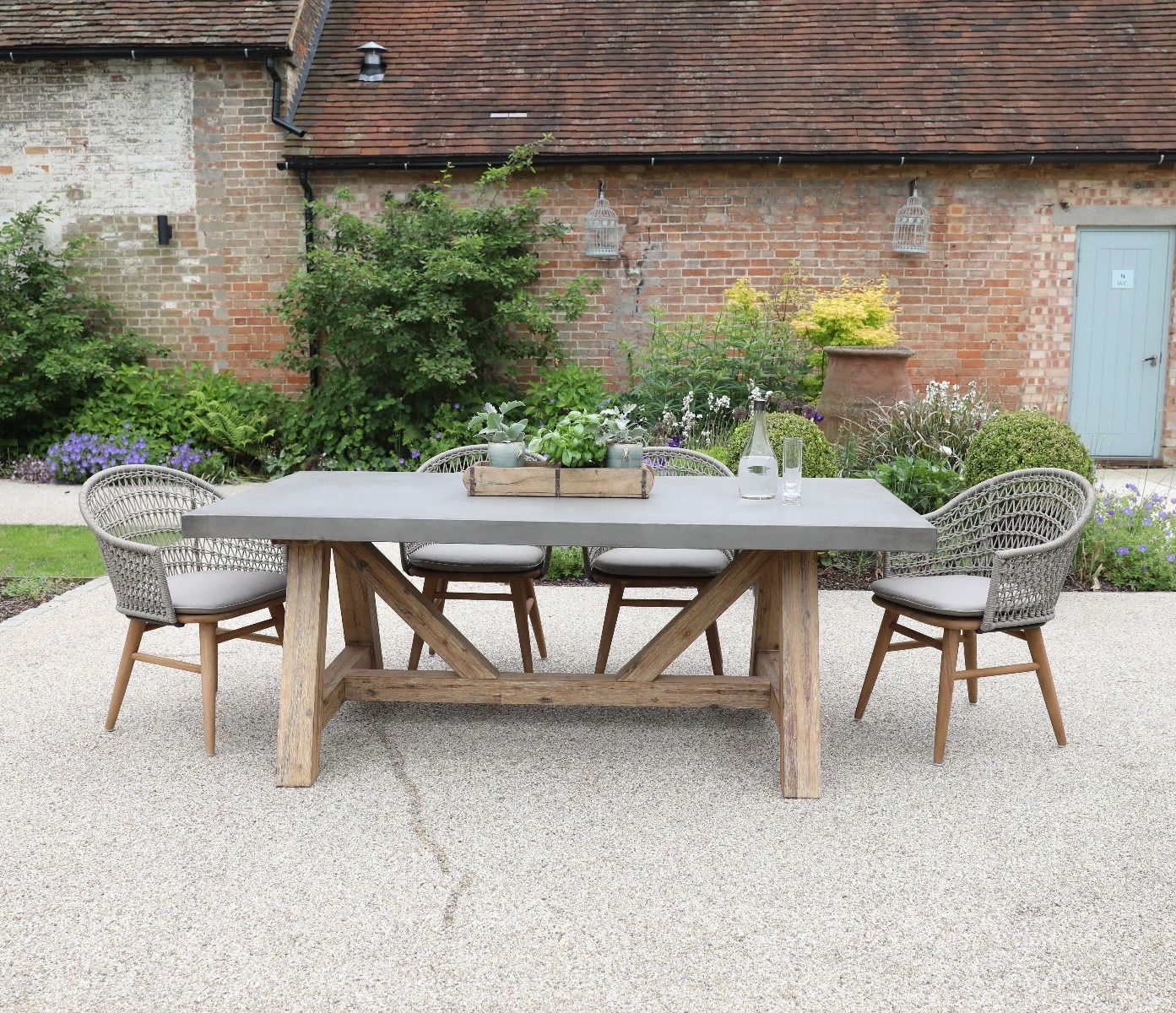 Roma Polished Concrete Outdoor Dining Table - Jo Alexander intended for