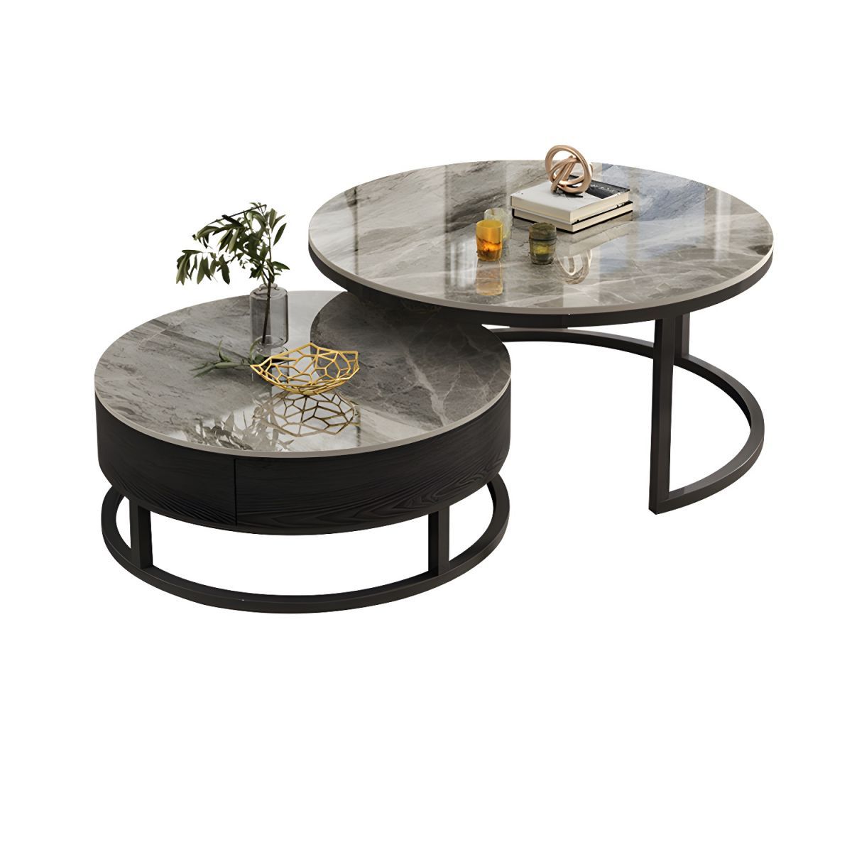 Round Slate Top Coffee Table Frame Coffee Cocktail Table With Drawers ... regarding The Versatile Appeal of Round Tack Accent Tables in Slate Gray