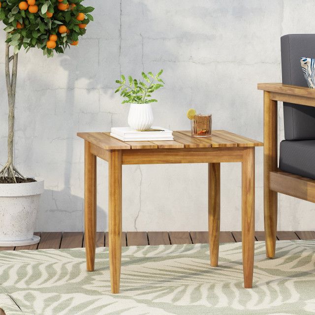 Salton Outdoor Acacia Wood Side Table - Midcentury - Outdoor Side ... inside From Season to Season Keeping Your Salton Acacia Table Looking Its Best