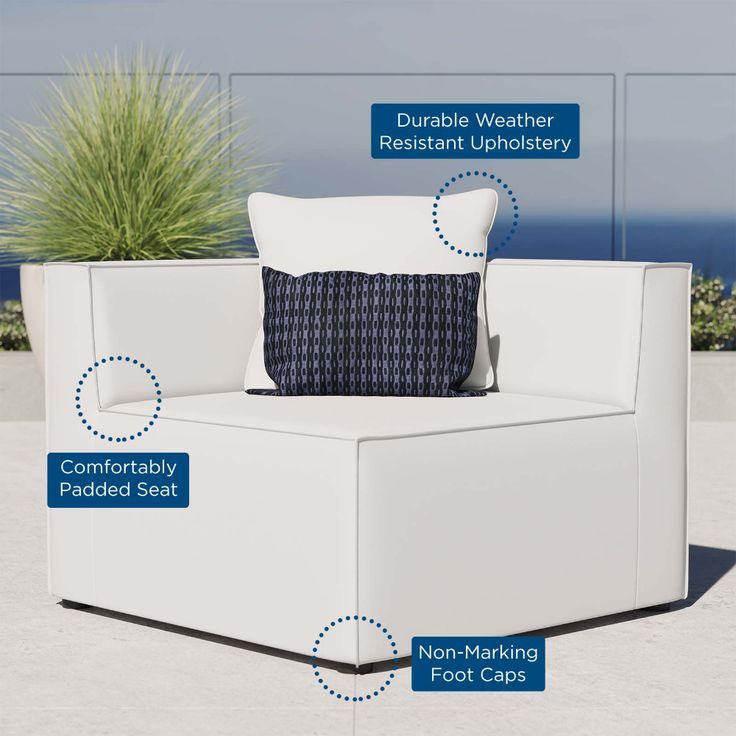 Saybrook Outdoor Patio Upholstered Sectional Sofa Corner Chair White By ... with regard to