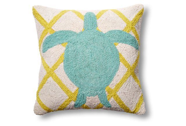 Sea Turtle 18X18 Wool Pillow, Aqua | Wool Pillows, Linen Throw Pillow ... with regard to Why the Aqua Turtle Pillow is a Perfect Summer Accent Piece