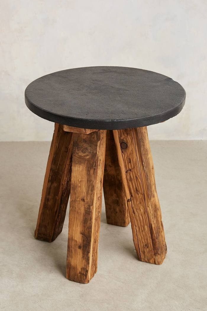 Slate-Top End Tables - Designer Picks &amp;Amp; 152 Real Photos throughout The Versatile Appeal of Round Tack Accent Tables in Slate Gray