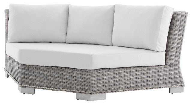 Sofa Corner Chair, Sunbrella, Round, Rattan, Wicker, Gray, Modern ... inside