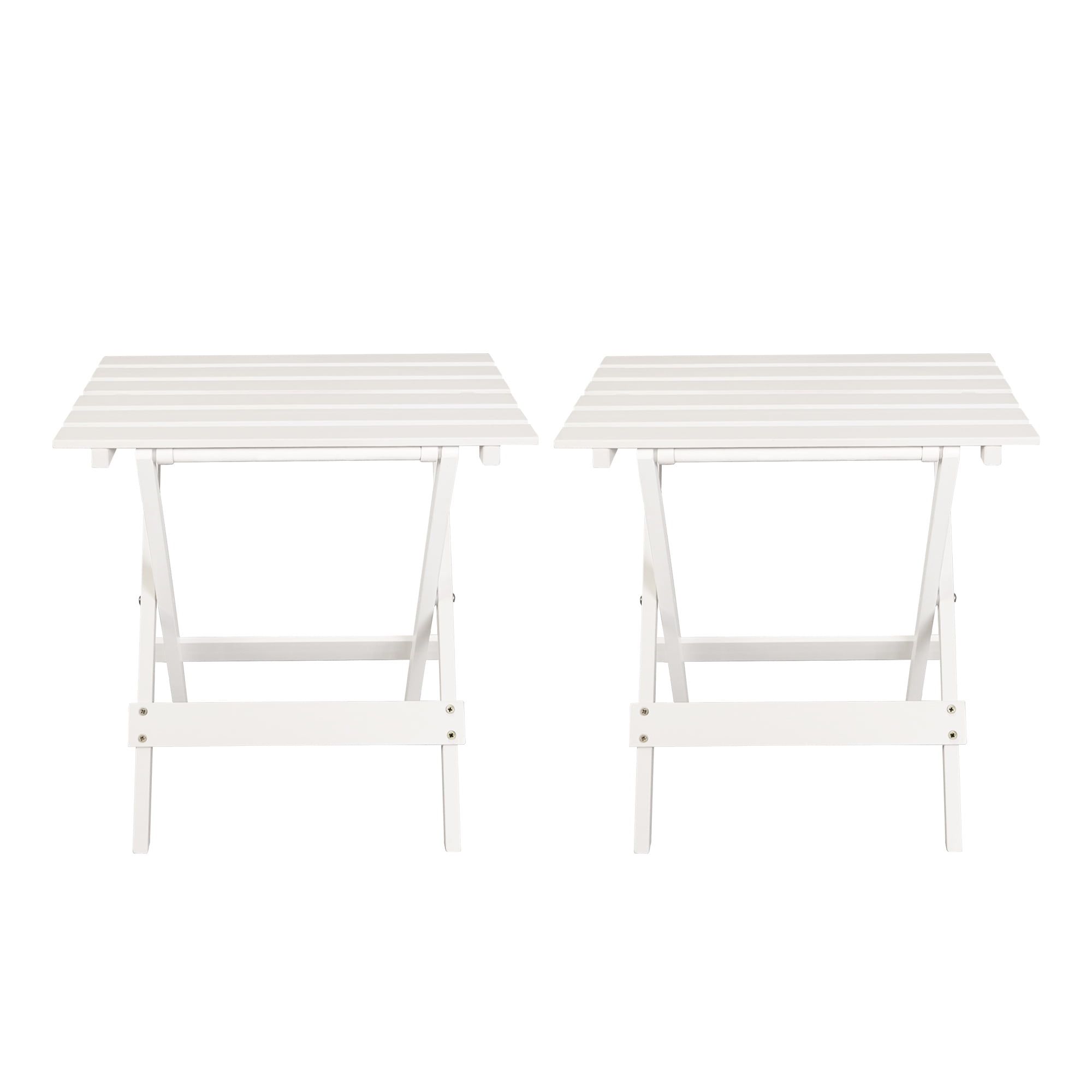 Aesthetic & Practicality Discover the White Portable Solid Wood Folding Side Table Set