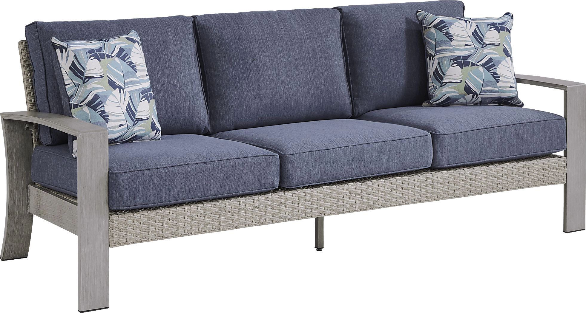 Sun Valley Light Gray Outdoor Sofa With Blue Cushions regarding Designing Your Perfect Patio with the Katti Light Gray Outdoor Sofa