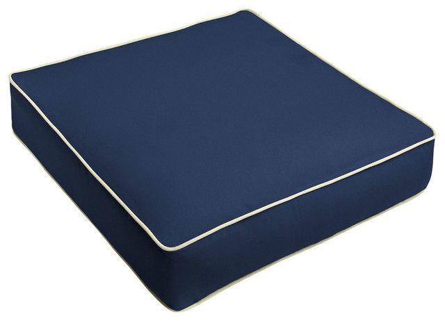 Sunbrella Navy Blue W/Ivory Outdoor Deep Se, 22.5X22.5 - Contemporary ... intended for Why a 22.5x22.5 Sunbrella Beige Cushion is Your Patio's Best Friend