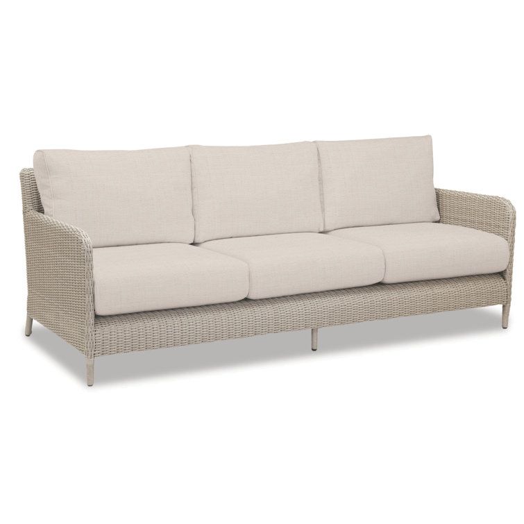 Sunset West Manhattan 90'' Wicker Outdoor Patio Sofa With Sunbrella ... with