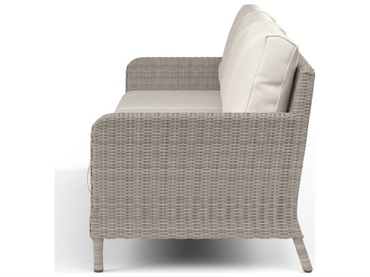 Sunset West Manhattan Wicker Outdoor Sofa In Linen Canvas With Self ... for Caring for Your Sunset West Manhattan Sofa Canvas Granite Cushions