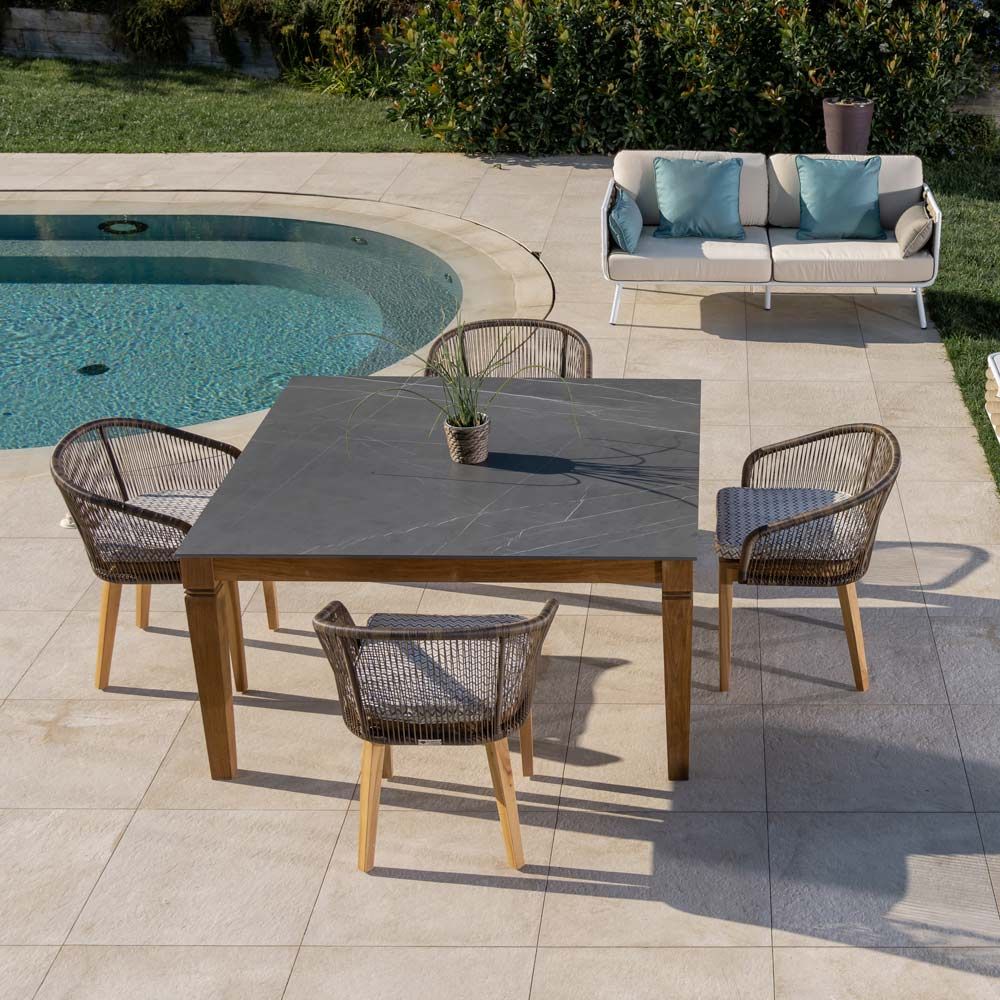 Teak And Ceramic Garden Table for