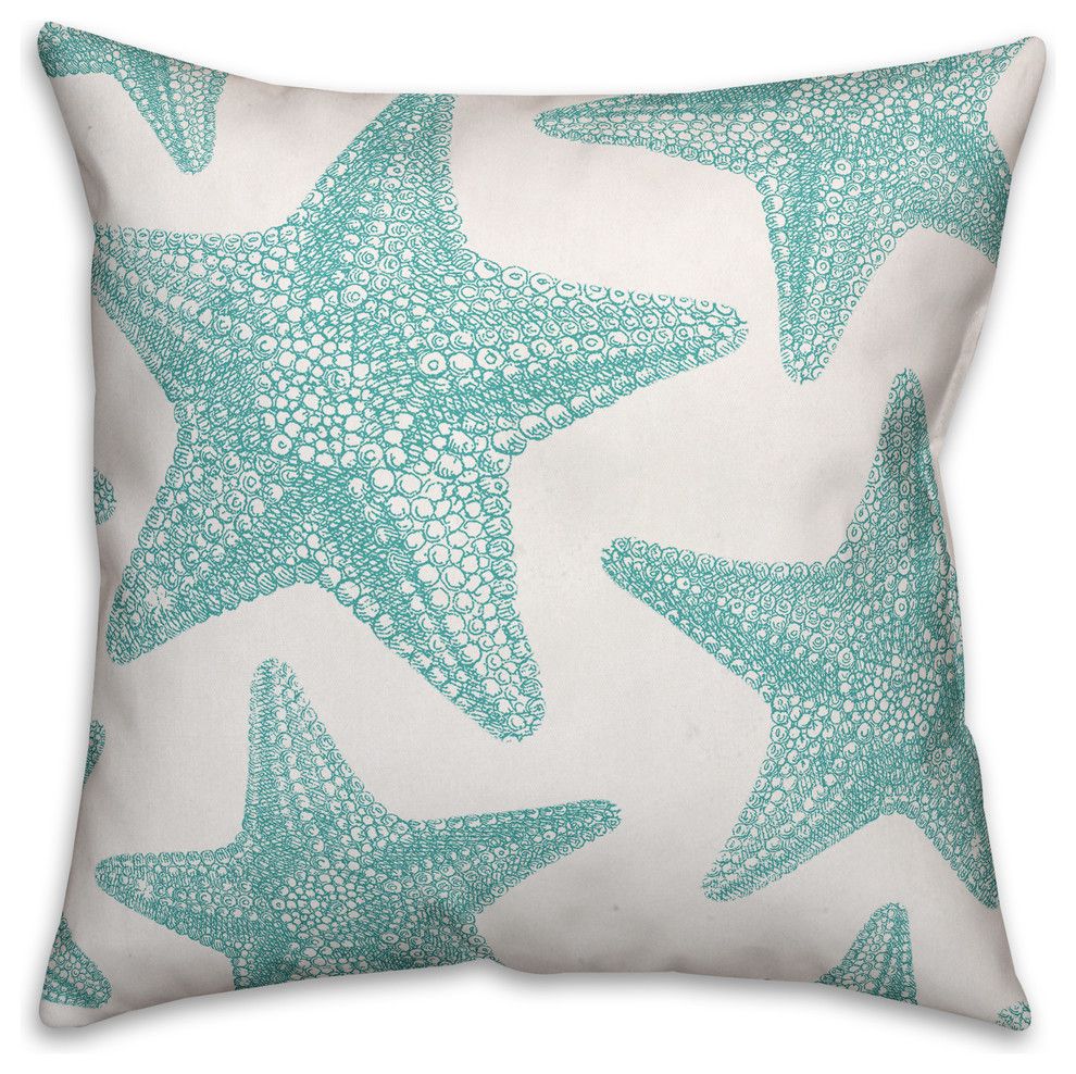 Teal Starfish Outdoor Throw Pillow, 18X18 - Beach Style - Outdoor ... with regard to Adding Coastal Charm How the Teal Starfish Outdoor Pillow Enhances Your Space