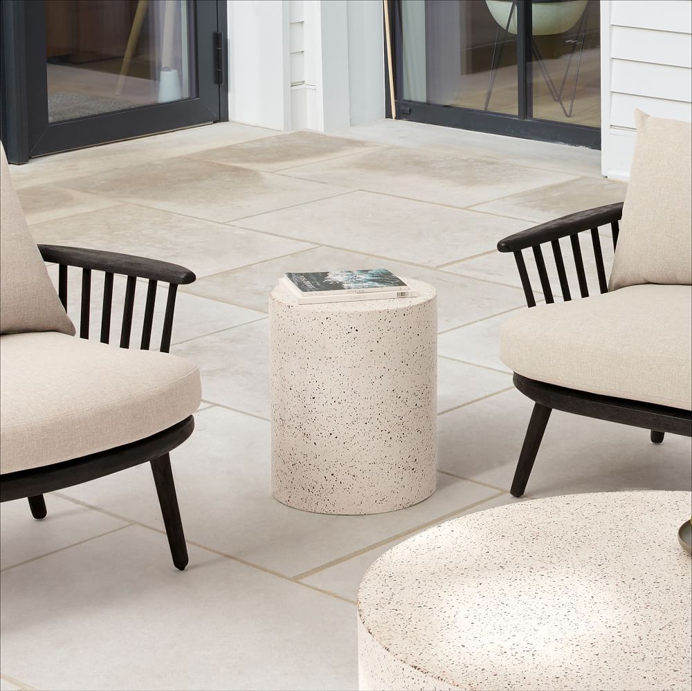 Terrazzo Drum Outdoor Round Side Table (15") | West Elm inside