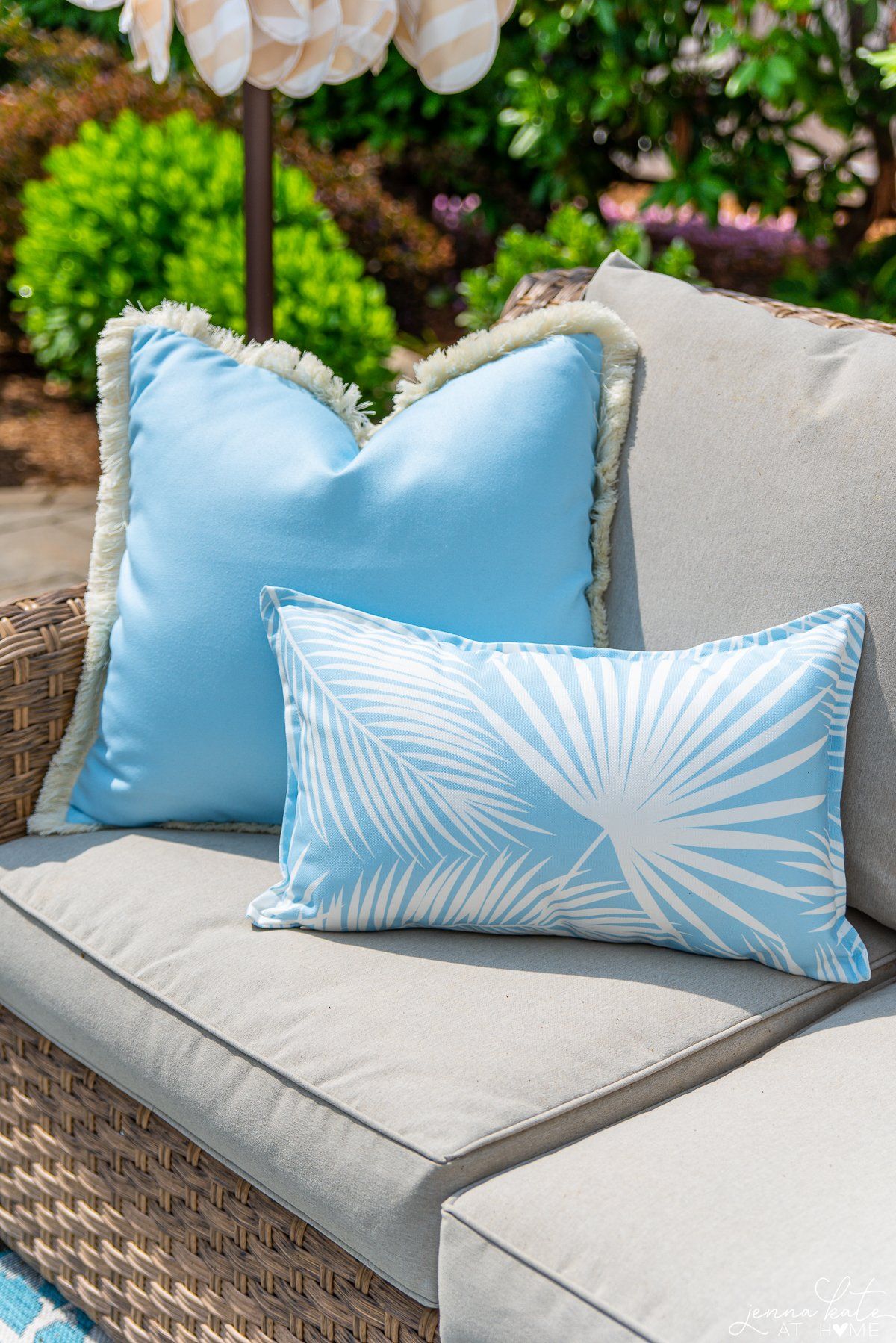 The Best Outdoor Pillows For Your Patio - Jenna Kate At Home throughout Achieving Perfect Patio Harmony with a Set of 2 Blue Outdoor Pillows