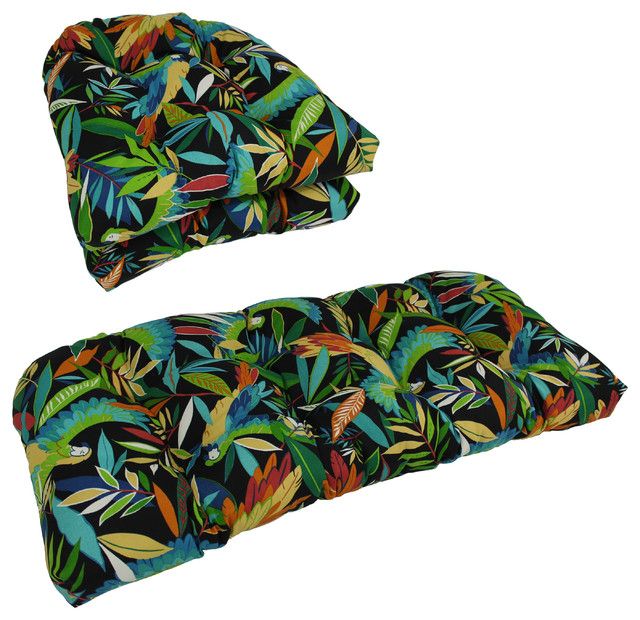 U-Shaped Spun Polyester Tufted Settee Cushions, 3-Piece Set, Tucuman ... intended for Transform Your Settee with the Jungle-Inspired U-Shaped Cushion Set