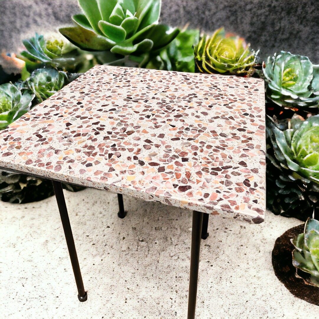 Venetian Terrazzo End Table - Etsy pertaining to Unveiling the Charm of Modrest Fate Terrazzo End Tables