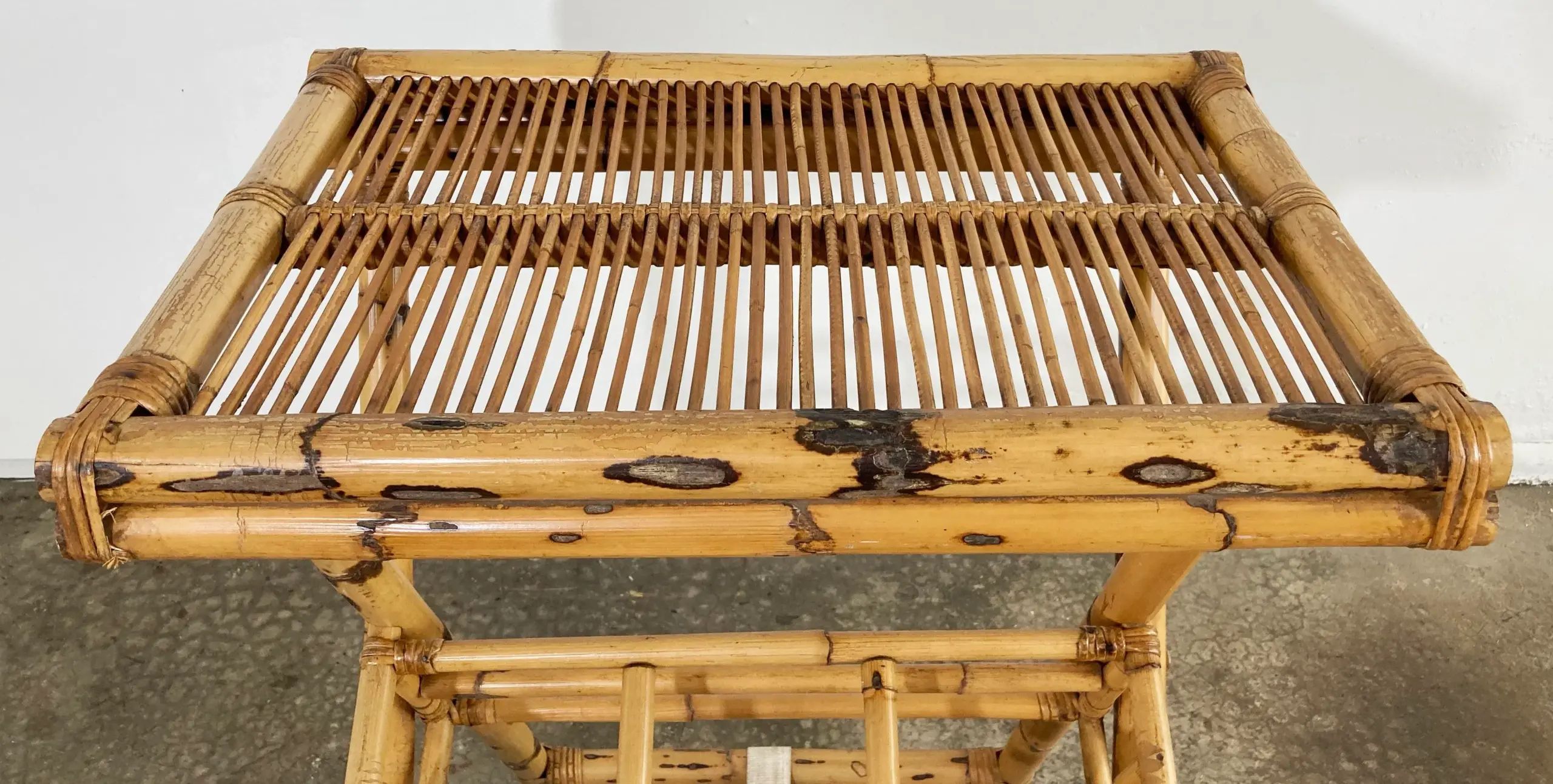 Vintage Bamboo Collapsible Butler Table | Chairish inside