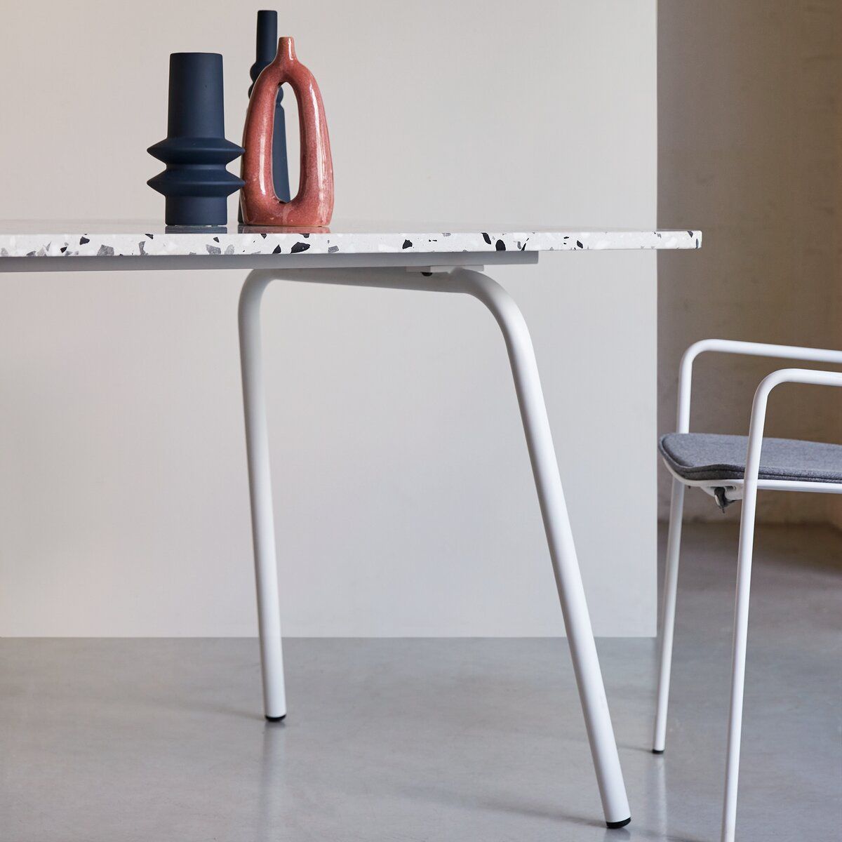 White Metal And Premium Terrazzo Table 160 Cm - Dining-Room Furniture ... with Choosing the Right Spot for Your 60 CM Diameter White Metal Table