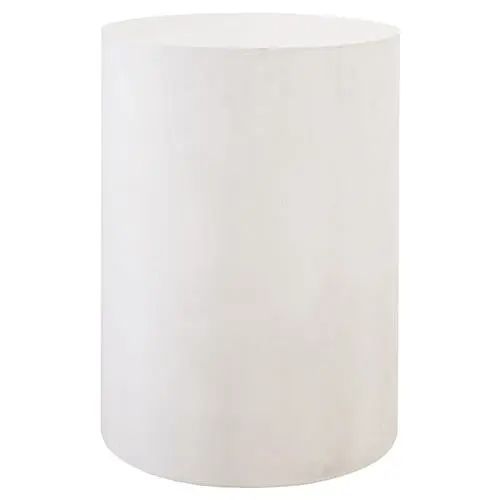 Xander Modern Classic White Concrete Round Drum Outdoor Side Accent Table regarding