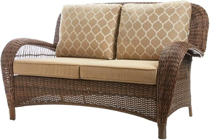 Amazon.com : Hampton Bay Beacon Park Wicker Outdoor Loveseat With ... with The Essential Guide to Selecting and Caring for Your Outdoor Loveseat Cushion