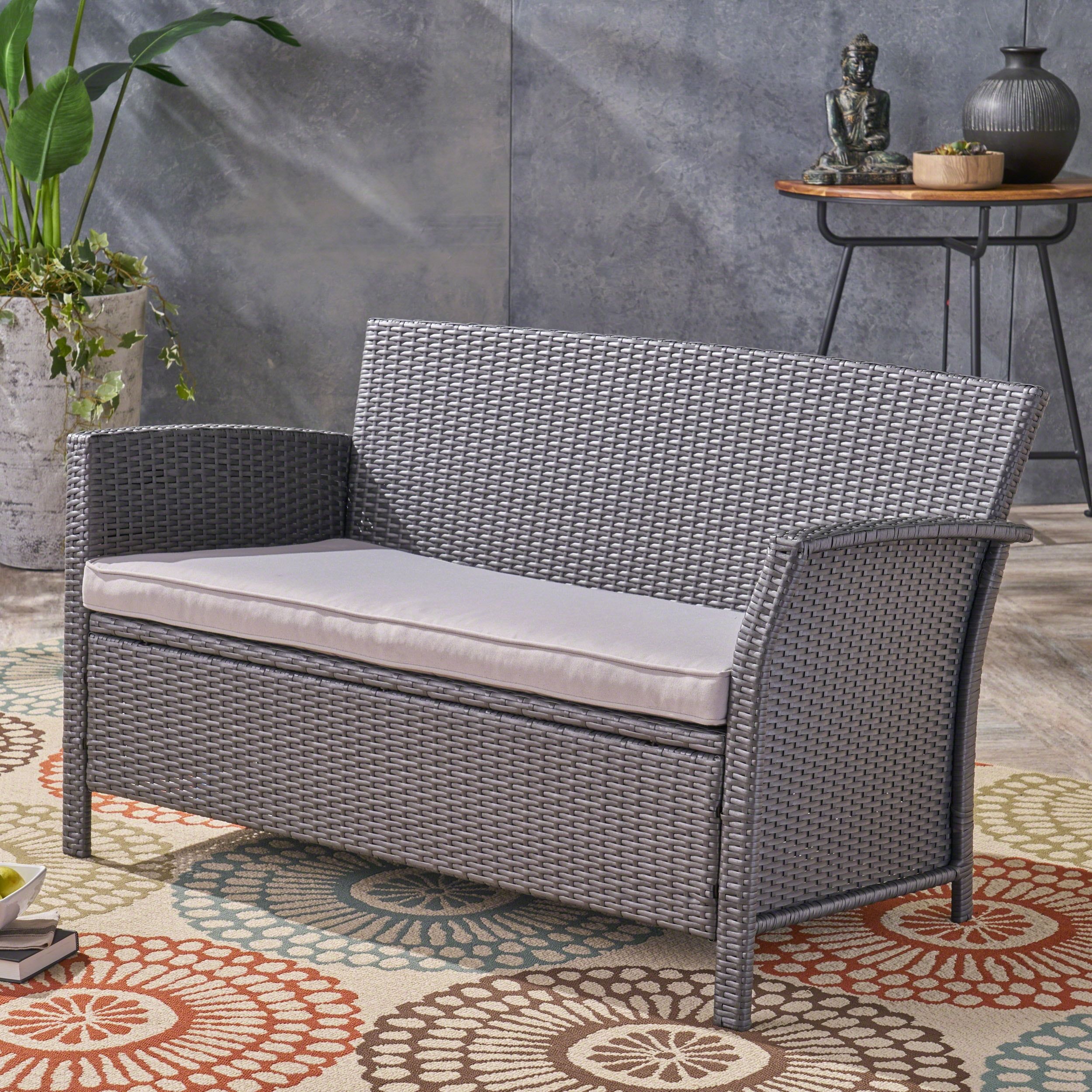 Anton Outdoor Wicker Loveseat With Cushion, Gray, Light Gray - Walmart.com intended for The Essential Guide to Selecting and Caring for Your Outdoor Loveseat Cushion