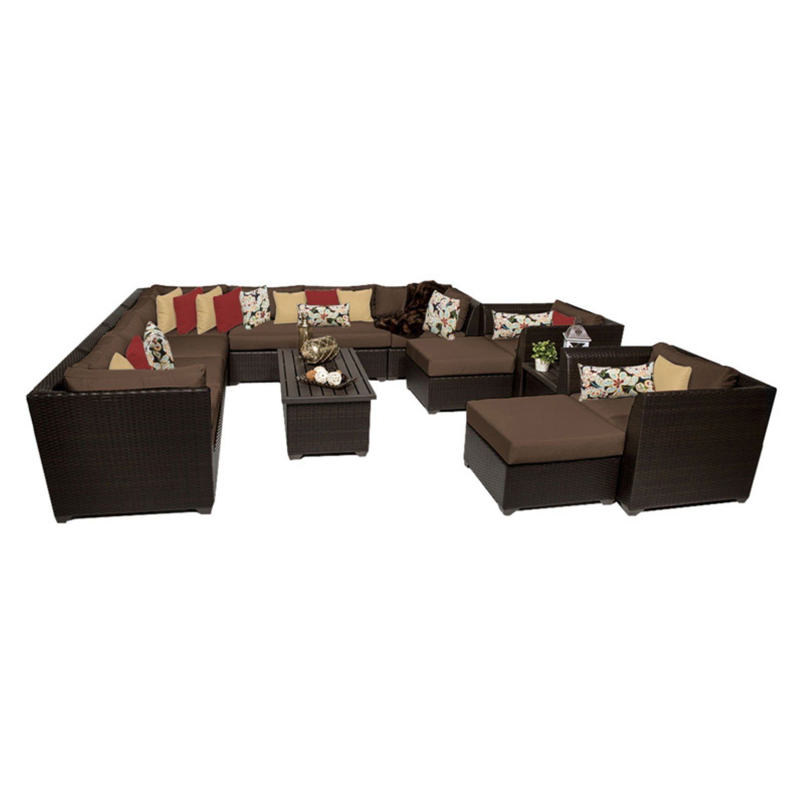 Tkc Barbados 13 Piece Outdoor Wicker Sofa Set In Cocoa - Walmart.com inside