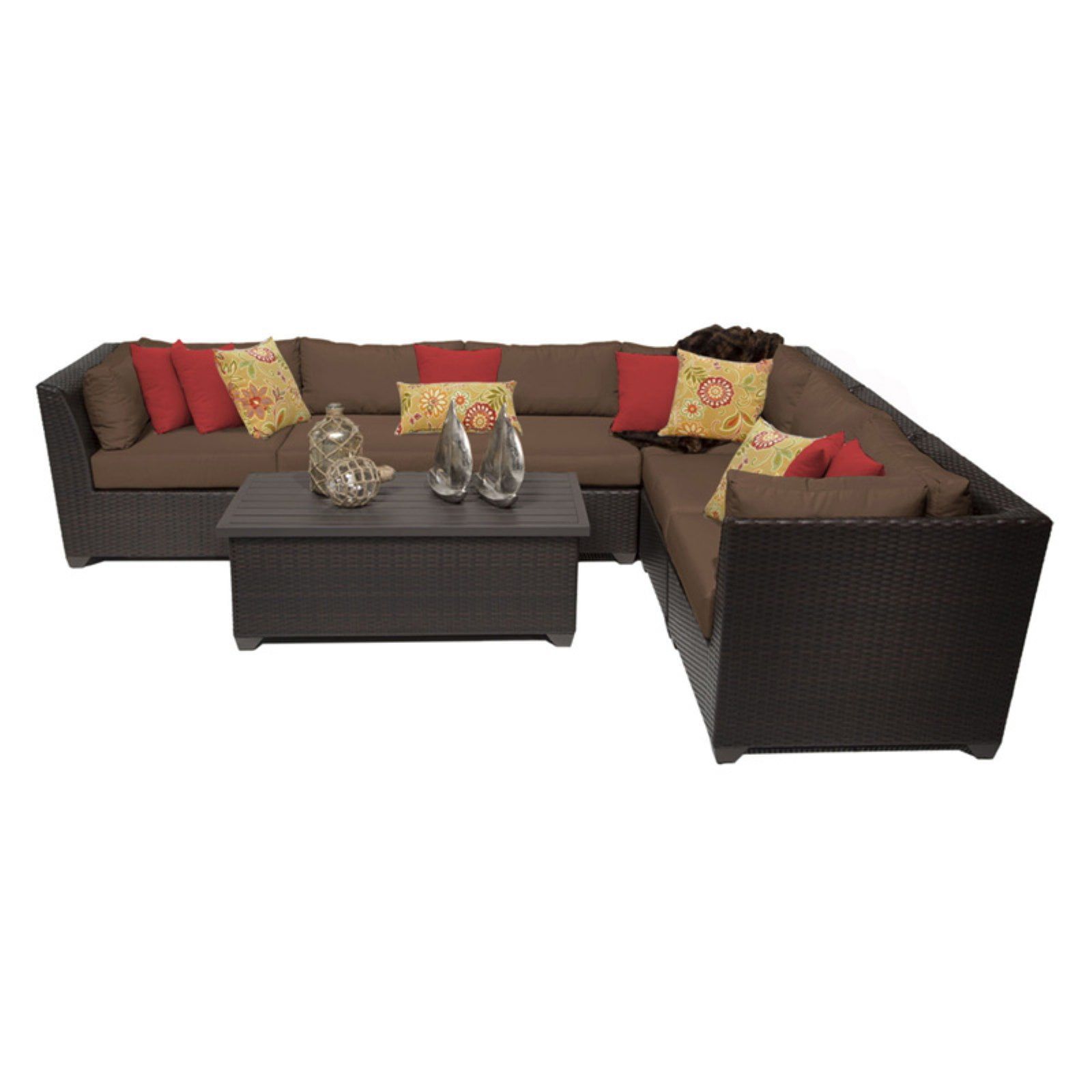 Tkc Barbados 7 Piece Outdoor Wicker Sofa Set In Cocoa - Walmart.com throughout Exploring the Comfort and Style of the TKC Barbados Curved Patio Sofa Set