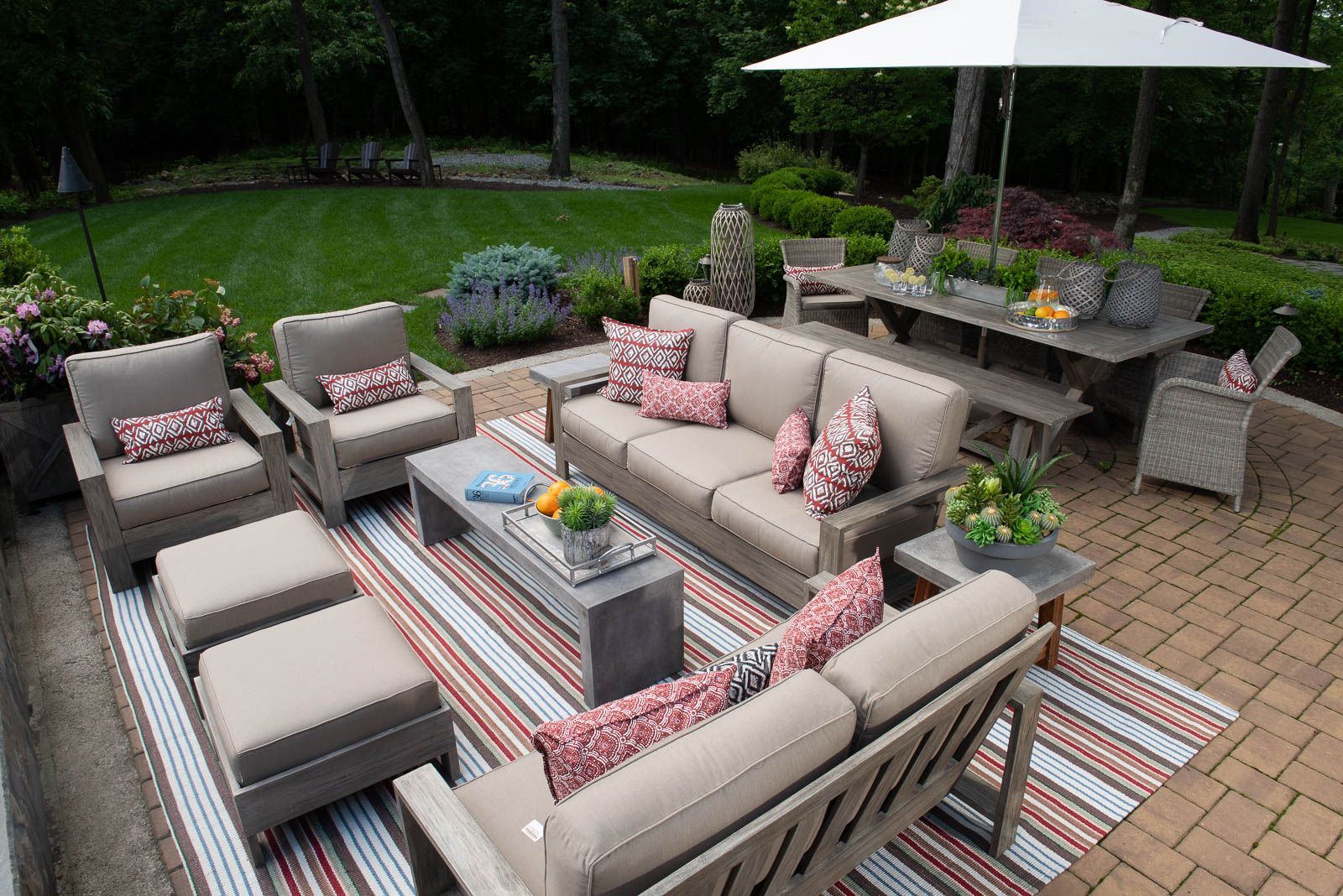 10 Tips On How To Arrange Patio Furniture – Artofit throughout Modway Harmony 10-Piece Fabric Patio Sectional Sofa Set In White/Navy