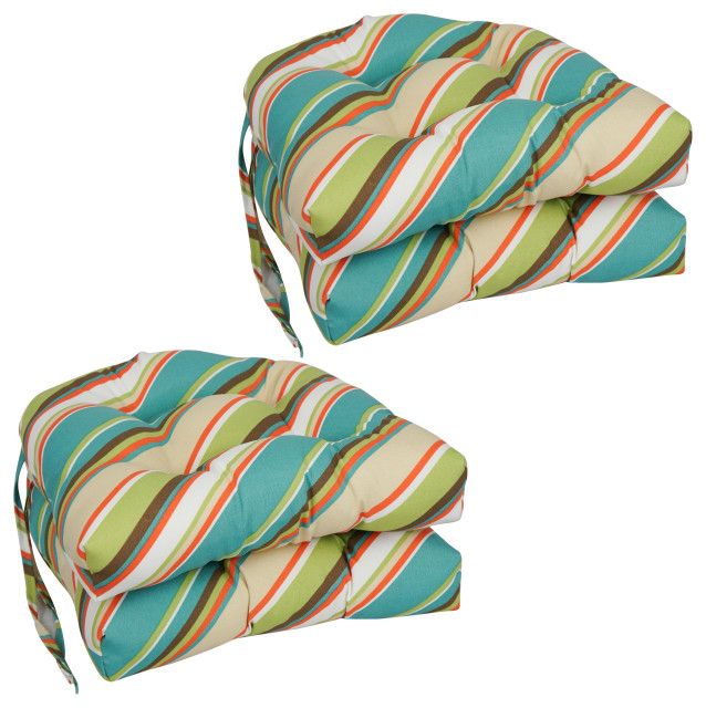 16" Polyester Outdoor U-Shaped Tufted Chair Cushions, Set Of 4 ... within Transform Your Patio with a Set of Four 19" U-Shaped Tufted Cushions