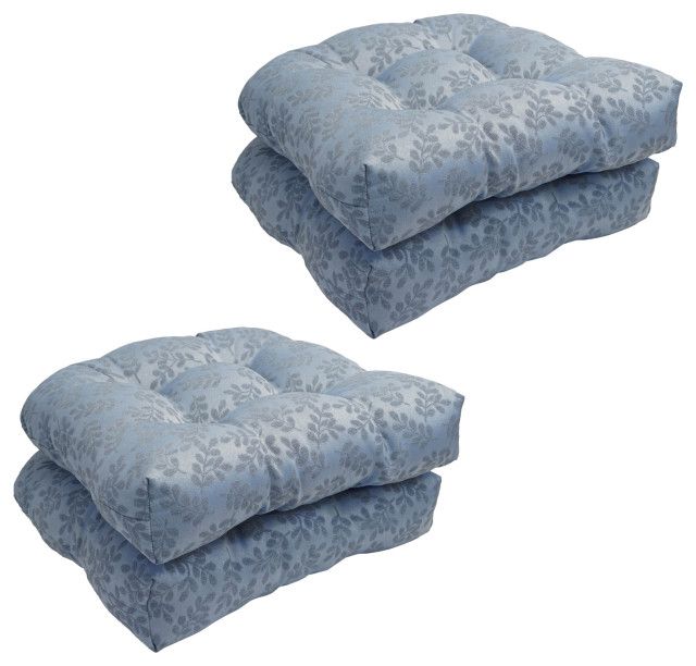 19" U-Shaped Dining Chair Cushions, Set Of 4, Bleu Impressions ... in 19" U-Shaped Outdoor Tufted Chair Cushions, Set Of 4, Tropez Green