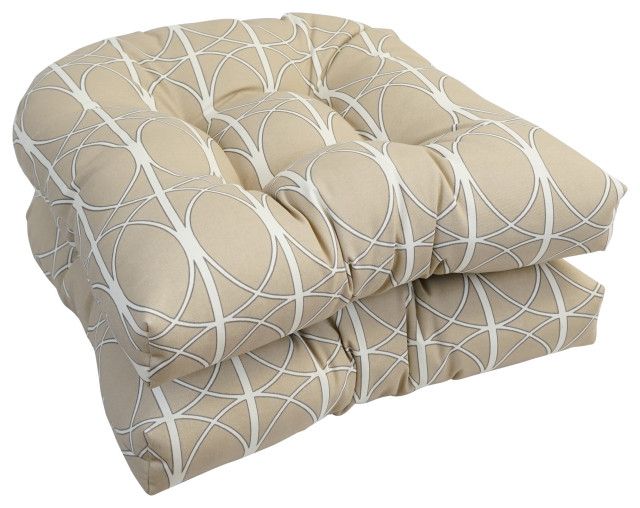 19" U-Shaped Dining Chair Cushions, Set Of 4, Maxfield Sand ... in Transform Your Patio with a Set of Four 19" U-Shaped Tufted Cushions
