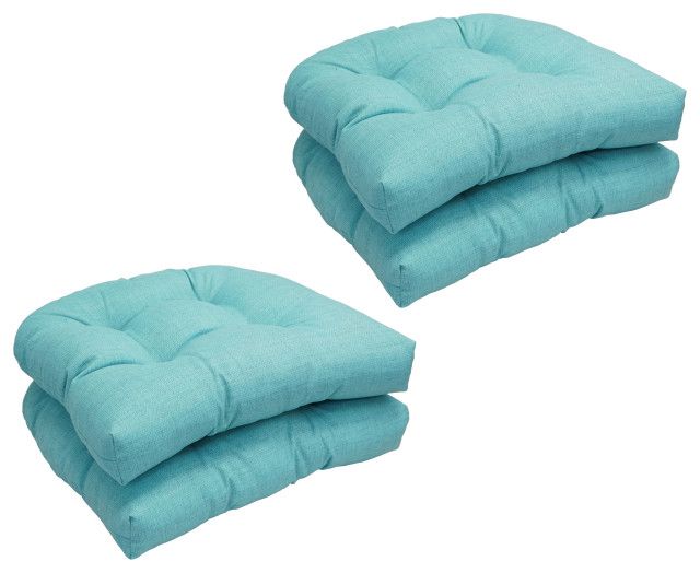 19" U-Shaped Dining Chair Cushions, Set Of 4, Rionu Aqua - Contemporary ... regarding 19" U-Shaped Outdoor Tufted Chair Cushions, Set Of 4, Tropez Green