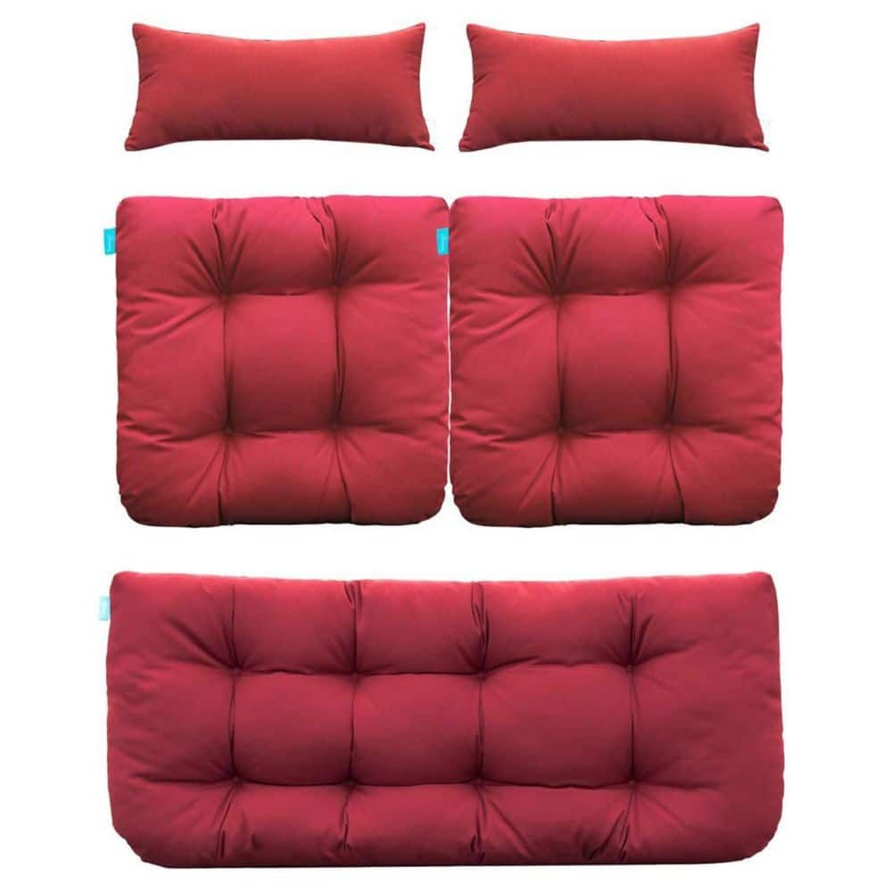 44 X 19 In. 5-Piece Set Outdoor Wicker Loveseat Seat Cushions Red ... throughout Finding Your Perfect Outdoor Hue Exploring the Appeal of Red Loveseat Cushions